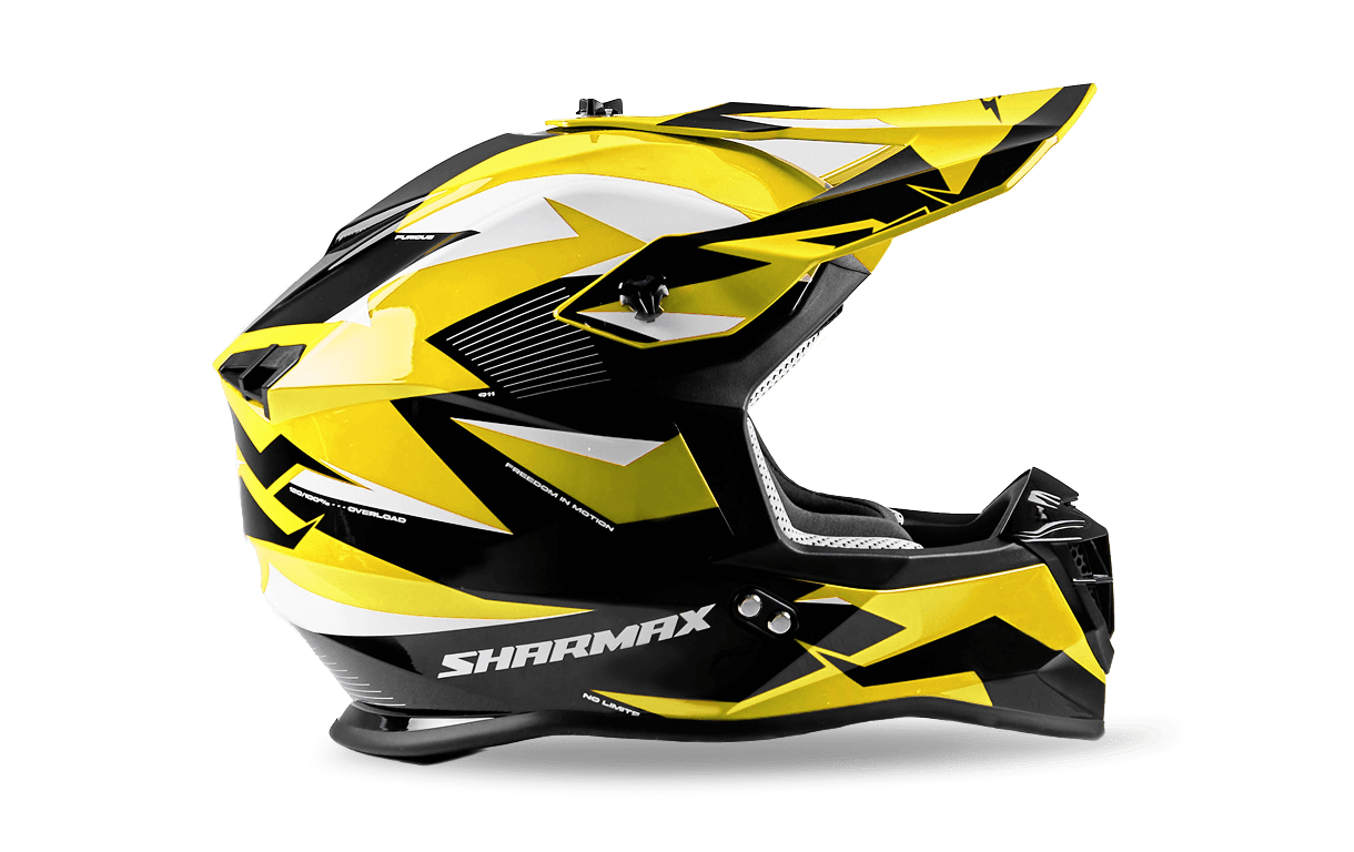 صورة MOTORCYCLE HELMET CROSS YELLOW-WHITE SIZE S, M, L 02