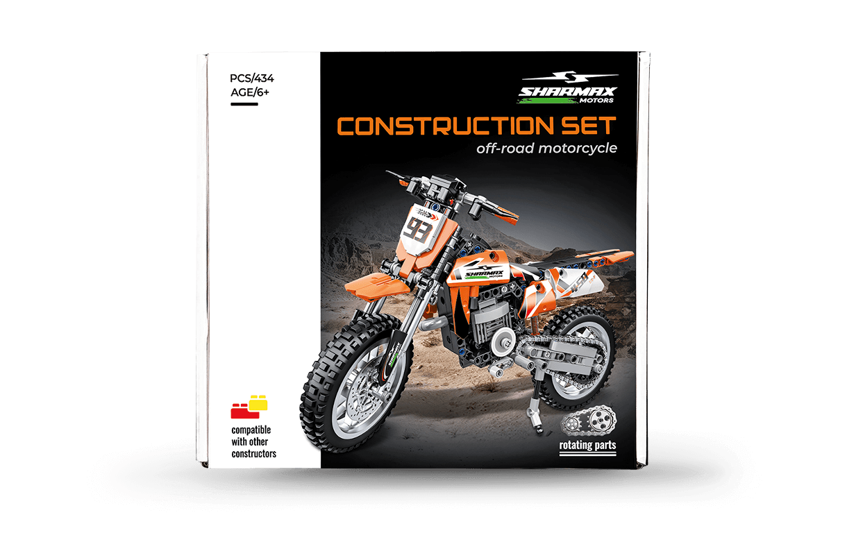 صورة CONSTRUCTION SET OFF-ROAD MOTORCYCLE ORANGE 04