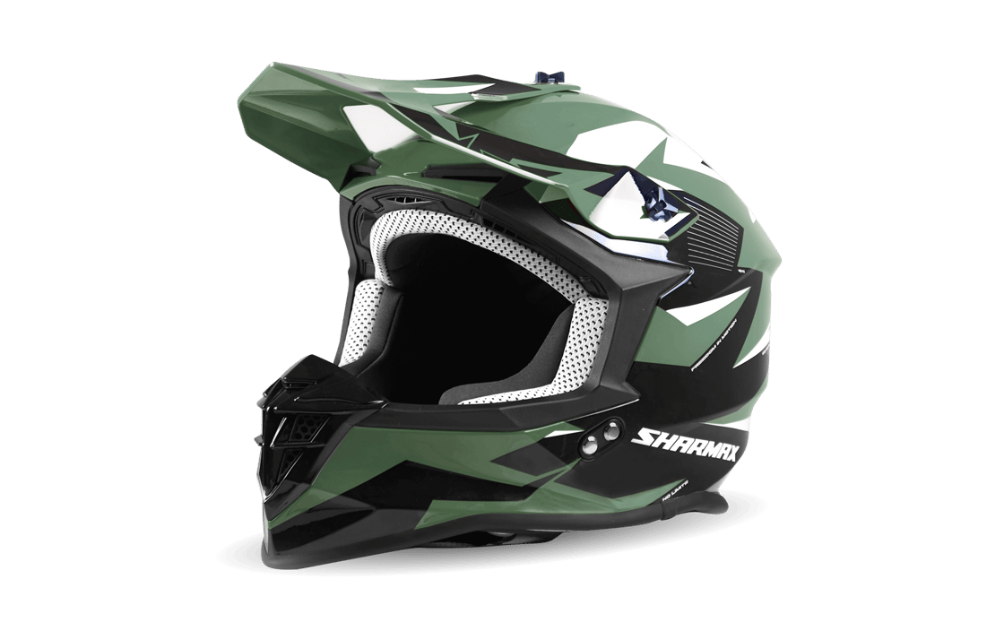 صورة MOTORCYCLE HELMET CROSS KHAKI-WHITE SIZE S, M, L 01 صورة MOTORCYCLE HELMET CROSS KHAKI-WHITE SIZE S, M, L 01