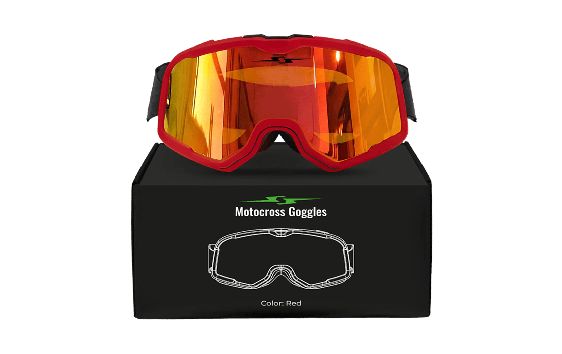 صورة MOTOCROSS GOGGLES RETRO STYLE RED 03