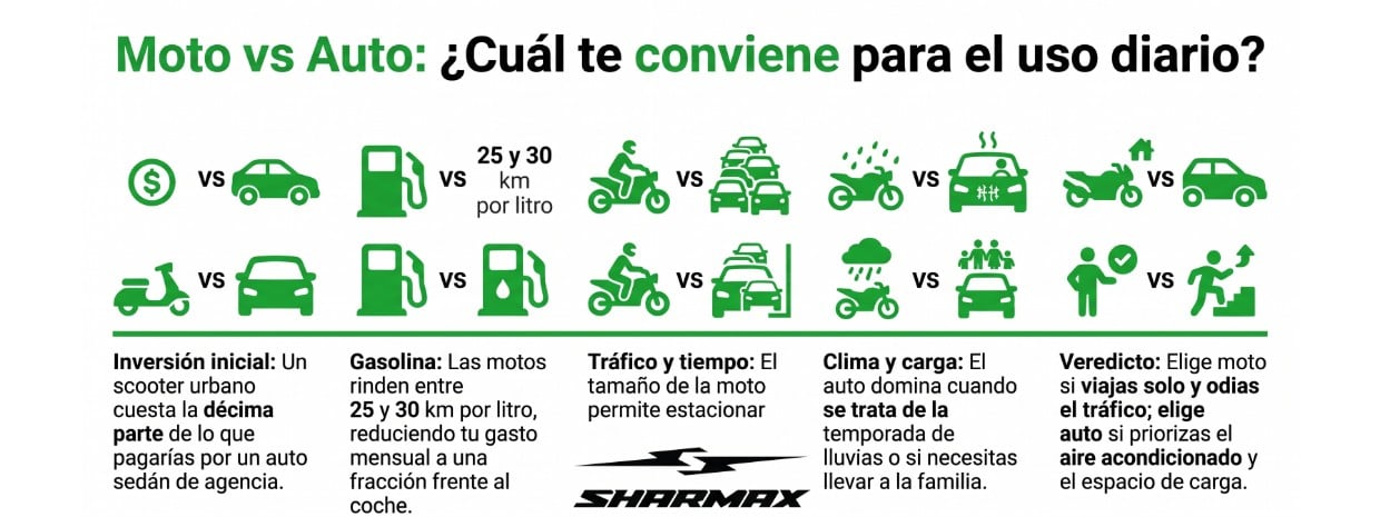 Infografía Moto vs Auto