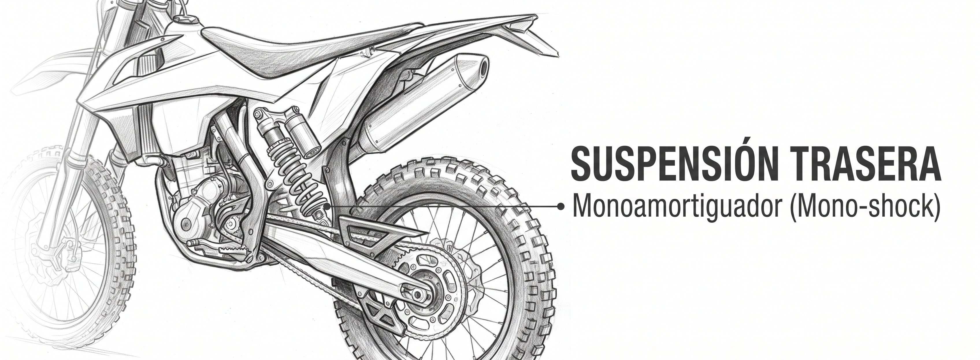 Infografía de la suspensión trasera en una enduro