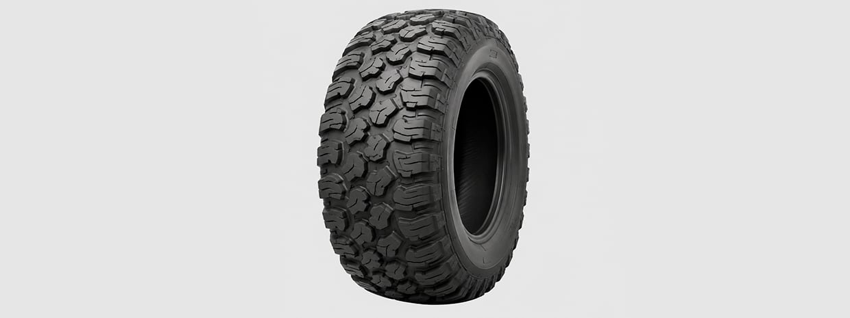Close-up of an all-terrain ATV tire tread